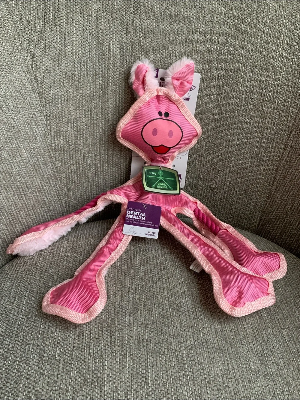 MultiPet Pink Pig Chewy Dog Rope Toy